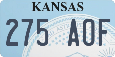 KS license plate 275AOF