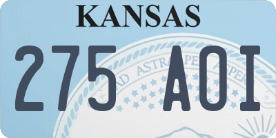 KS license plate 275AOI