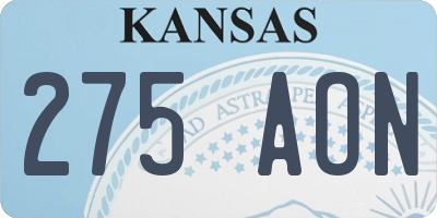 KS license plate 275AON