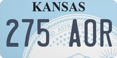KS license plate 275AOR