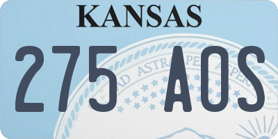 KS license plate 275AOS