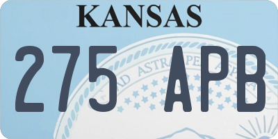 KS license plate 275APB