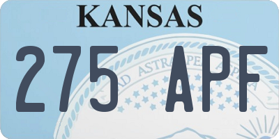 KS license plate 275APF
