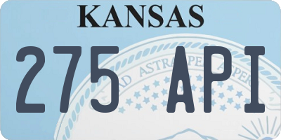 KS license plate 275API