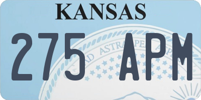 KS license plate 275APM