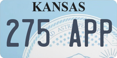 KS license plate 275APP