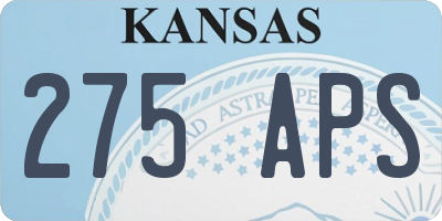 KS license plate 275APS