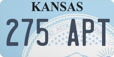 KS license plate 275APT