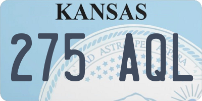 KS license plate 275AQL