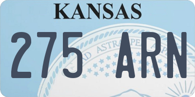 KS license plate 275ARN