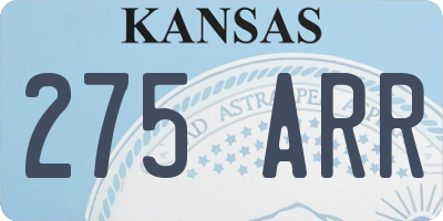 KS license plate 275ARR