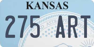 KS license plate 275ART