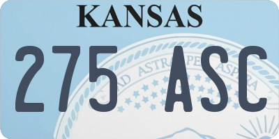 KS license plate 275ASC