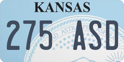 KS license plate 275ASD