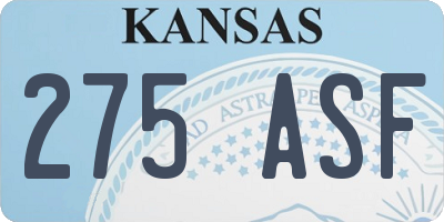 KS license plate 275ASF