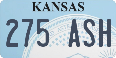 KS license plate 275ASH