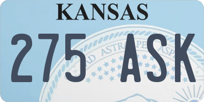 KS license plate 275ASK