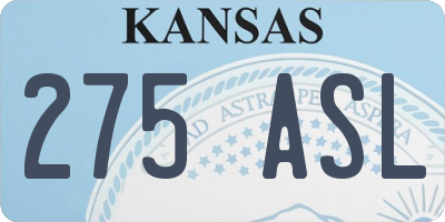 KS license plate 275ASL