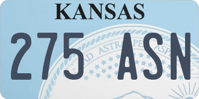 KS license plate 275ASN