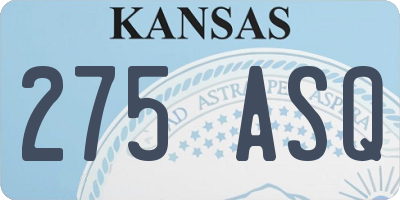 KS license plate 275ASQ