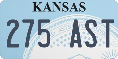 KS license plate 275AST