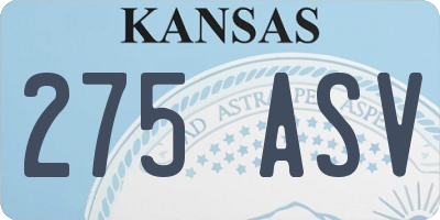 KS license plate 275ASV