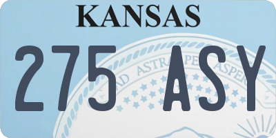 KS license plate 275ASY