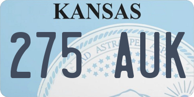 KS license plate 275AUK