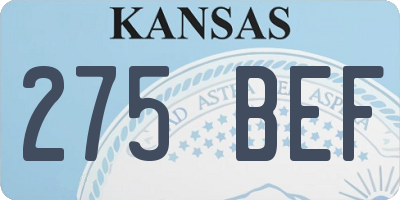 KS license plate 275BEF