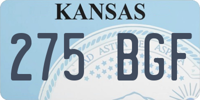 KS license plate 275BGF