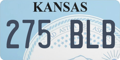 KS license plate 275BLB