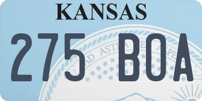 KS license plate 275BOA