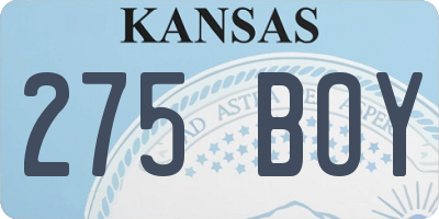 KS license plate 275BOY