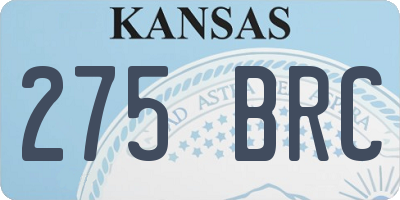 KS license plate 275BRC