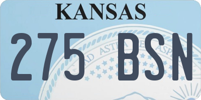 KS license plate 275BSN