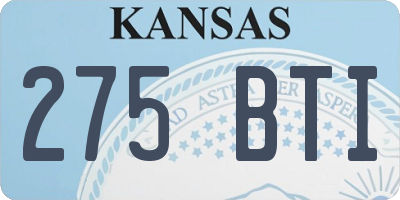 KS license plate 275BTI