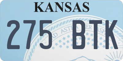 KS license plate 275BTK