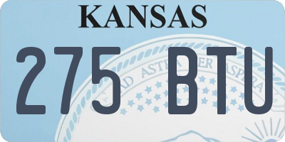 KS license plate 275BTU