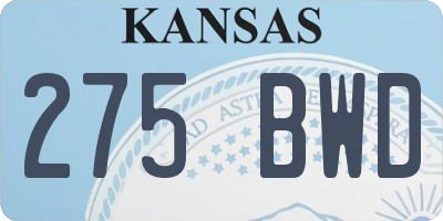 KS license plate 275BWD