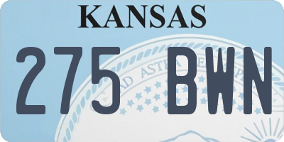 KS license plate 275BWN