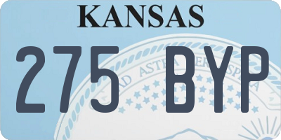 KS license plate 275BYP