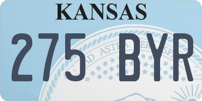 KS license plate 275BYR