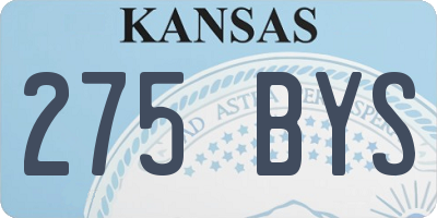 KS license plate 275BYS