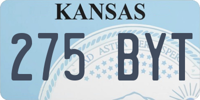 KS license plate 275BYT