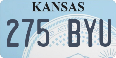 KS license plate 275BYU