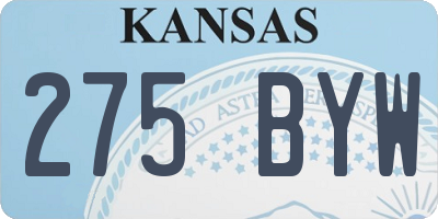 KS license plate 275BYW