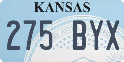KS license plate 275BYX