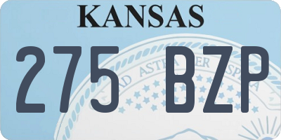 KS license plate 275BZP