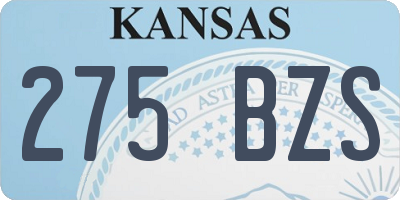 KS license plate 275BZS