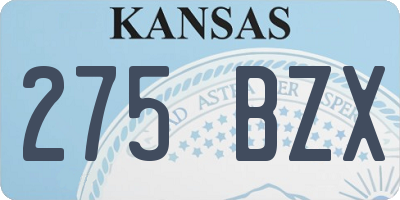 KS license plate 275BZX